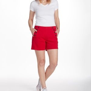 Jag Jeans Women's Sailor Button Detail Shorts Color Tango Red Size 6